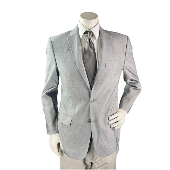 John Varvatos Blazer Jacket Mens 40R Gray Striped Cotton Lined Sport Coat NWOT - Picture 3 of 13